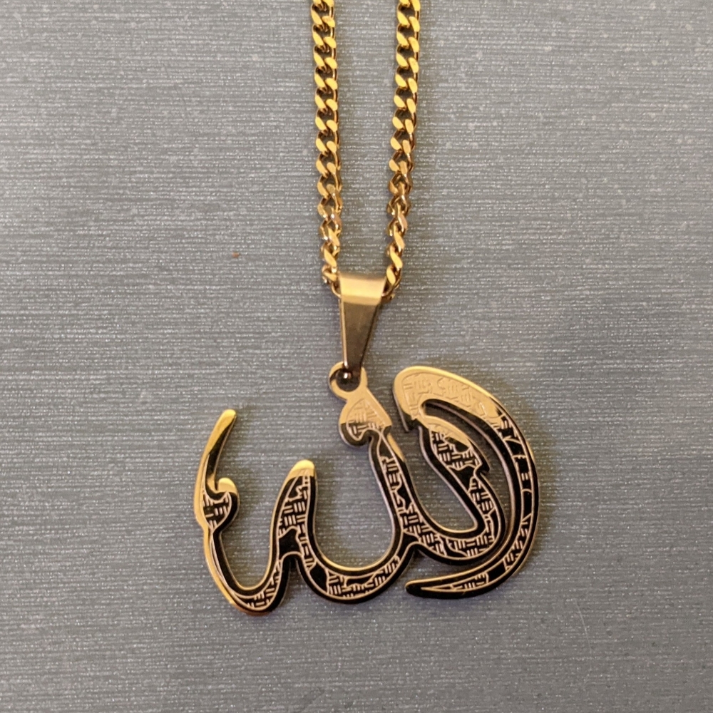 Gold coloured Allah peace pendant